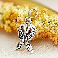 Sterling silver pendant, 'Bright Butterfly' - Butterfly-Themed Taxco Sterling Silver Pendant from Mexico