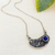 Lapis lazuli pendant necklace, 'Medallion of Majesty' - Oxidized and Polished Lapis Lazuli Pendant Necklace