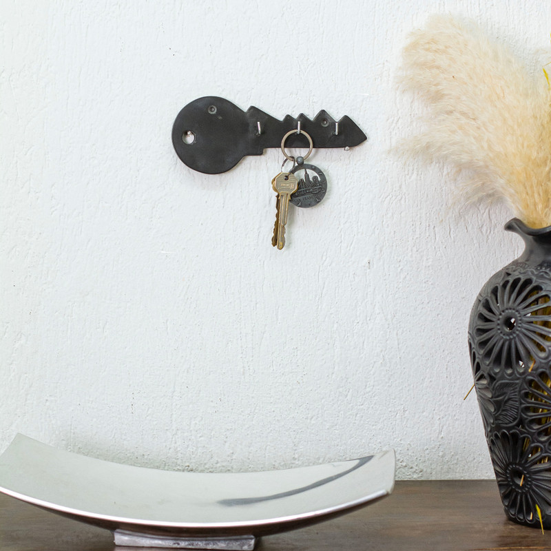 Minimalist Key-Shaped Hand-Carved Black Marble Key Rack - Dark King of ...