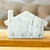 Marble key rack, 'Homey Secrets' - Minimalist House-Shaped White Marble Key Rack