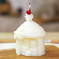 Wax candle, 'Nativity Light' - Handcrafted Nativity-Shaped Paraffin Wax Candle from Mexico