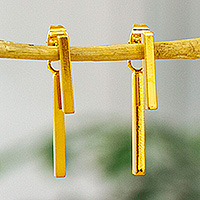 Gold-plated dangle earrings, 'Altar to Tomorrow' - High-Polished 24k Gold-Plated Dangle Earrings from Mexico