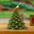 Wax candle, 'Merry Pine' - Nature-Themed Pine Tree-Shaped Paraffin Wax Candle with Bell