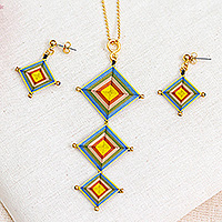 Gold-plated handwoven jewelry set, Paradisial Rain