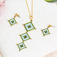 Gold-plated hand-woven jewelry set, Vibrant Diamonds