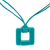 Art glass pendant necklace, 'Teal Square' - Modern Fused Art Glass Square Pendant Necklace in Teal Shade