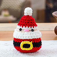 Crocheted decorative accent, 'Cute Santa' - Santa-Themed Crocheted Amigurumi Christmas Decorative Accent