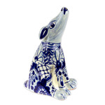 Ceramic sculpture, 'Talavera Coyote' - Talavera-Style Hand-Painted Ceramic Coyote Sculpture