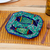 Ceramic platter, 'Fish Fiesta' (small) - Mexican Talavera-Style Ceramic Fish-Themed Serving Plate