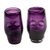 Handblown recycled glass tequila glasses, 'Purple Mexican Skull' (pair) - 2 Handblown Recycled Glass Tequila Glasses with Skull Motif