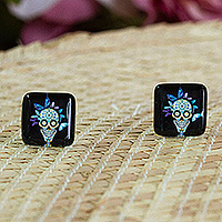 Decoupage stud earrings, Butterfly Catrina