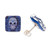 Decoupage stud earrings, 'Stunning Skull' - Skull-Themed Blue and White Decoupage on Glass Stud Earrings