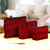 Neceseres de algodón para cosméticos (juego de 3) - Juego de neceseres de algodón de 3 piezas estampado en rojo y negro