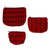 Neceseres de algodón para cosméticos (juego de 3) - Juego de neceseres de algodón de 3 piezas estampado en rojo y negro