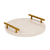 Marble tray, 'Ethereal Treats' - Fair Trade Minimalist Ivory Marble Tray with Golden Handles