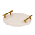 Marble tray, 'Ethereal Treats' - Fair Trade Minimalist Ivory Marble Tray with Golden Handles