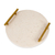 Marble tray, 'Ethereal Treats' - Fair Trade Minimalist Ivory Marble Tray with Golden Handles