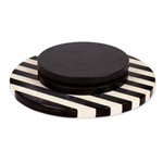 Marble rotating centerpiece, 'Cosmopolitan Banquet' - Striped Modern Black and White Marble Rotating Centerpiece