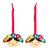 Wood ornaments, 'Merry Girls' (pair) - Whimsical Multicolor Painted Wood Ornament Pair from Mexico