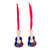 Wood ornaments, 'Little Tunes' (pair) - Music-Themed Pair of Hand-Painted Blue Wood Guitar Ornaments
