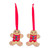 Wood ornaments, 'Ginger Love' (pair) - Pair of Gingerbread Man-Shaped Hand-Painted Wood Ornaments