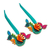 Wood alebrije ornaments, 'Whimsical Ocean' (pair) - Alebrije-Themed Hand-Painted Wood Seahorse Ornament Pair