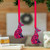 Wood ornaments, 'Pink Loyalty' (pair) - Pair of Pink-Toned Hand-Painted Dog-Shaped Wood Ornaments