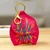 Hand-painted coin purse keychain, 'Fuchsia Coins' - Floral Hand-Painted Fuchsia Faux Leather Coin Purse Keychain