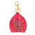 Hand-painted coin purse keychain, 'Fuchsia Coins' - Floral Hand-Painted Fuchsia Faux Leather Coin Purse Keychain
