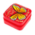 Hand-painted jewelry box, 'Strawberry Illusion' - Butterfly-Themed Painted Strawberry Faux Leather Jewelry Box