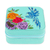 Hand-painted jewelry box, 'Mint Paradise' - Floral Hand-Painted Mint Green Faux Leather Jewelry Box