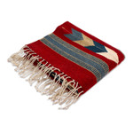 Zapotec wool rug, 'Russet Gem' (2.5x4) - Artisan-Made Zapotec-Themed Russet and Blue Wool Rug (2.5x4)