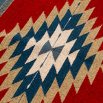 Zapotec wool rug, 'Russet Gem' (2.5x4) - Artisan-Made Zapotec-Themed Russet and Blue Wool Rug (2.5x4)