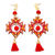 Gold-accented agate dangle earrings, 'Crimson Empress' - Maya-Inspired Red Agate Dangle Earrings with Gold Accents