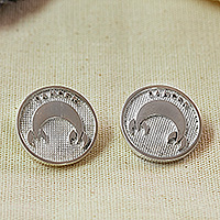 Silver cufflinks, 'Cancer Totem' - Polished Cancer Zodiac Silver Cufflinks Crafted in Mexico