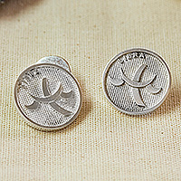 Silver cufflinks, 'Libra Totem' - Fair Trade Libra Zodiac-Themed Silver Cufflinks from Mexico