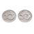 Silver cufflinks, 'Pisces Totem' - Pisces-Themed Modern Round Silver Cufflinks Made in Mexico