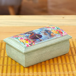 Decoupage jewelry box, 'Catrina Illusion' - Handmade Pinewood Jewelry Box with Catrina-Themed Decoupage