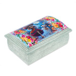 Decoupage jewelry box, 'Catrina Illusion' - Handmade Pinewood Jewelry Box with Catrina-Themed Decoupage