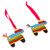 Adornos de madera, (par) - Par De Adornos De Madera Coloridos Con Forma De Burro Con Temática De Piñata