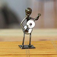 Recycled metal figurine, 'Guitar Star' - Eco-Friendly Recycled Metal Guitar Player Figurine