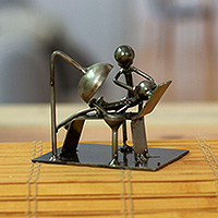 Recycled metal figurine, 'Dentist Appointment' - Eco-Friendly Dentist Figurine Made with Recycled Metal