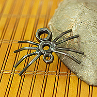 Recycled metal figurine, 'Curious Spider' - Eco-Friendly Recycled Metal Figurine with Spider Motif