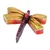 Wood magnet, 'Tiny Fluttering' - Golden and Pink Pinewood Dragonfly Magnet Carved in Mexico