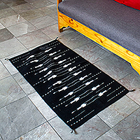 Zapotec wool rug, 'Prestigious Shadows' (2x3) - Artisan-Made Handwoven Black and Vanilla 100% Wool Rug (2x3)