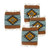 Wool coasters, 'Zapotec Glory' (set of 4) - Artisan-Made Turquoise and Copper 4-Piece Wool Coaster Set