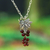 Garnet pendant necklace, 'Blissful Wine' - Wine-Themed Leafy Pendant Necklace with Natural Garnet Beads