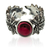 Garnet wrap ring, 'Blissful Wine' - Wine-Inspired Leafy Wrap Ring with a Natural Garnet Jewel