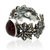 Garnet wrap ring, 'Blissful Wine' - Wine-Inspired Leafy Wrap Ring with a Natural Garnet Jewel