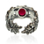 Garnet wrap ring, 'Blissful Wine' - Wine-Inspired Leafy Wrap Ring with a Natural Garnet Jewel